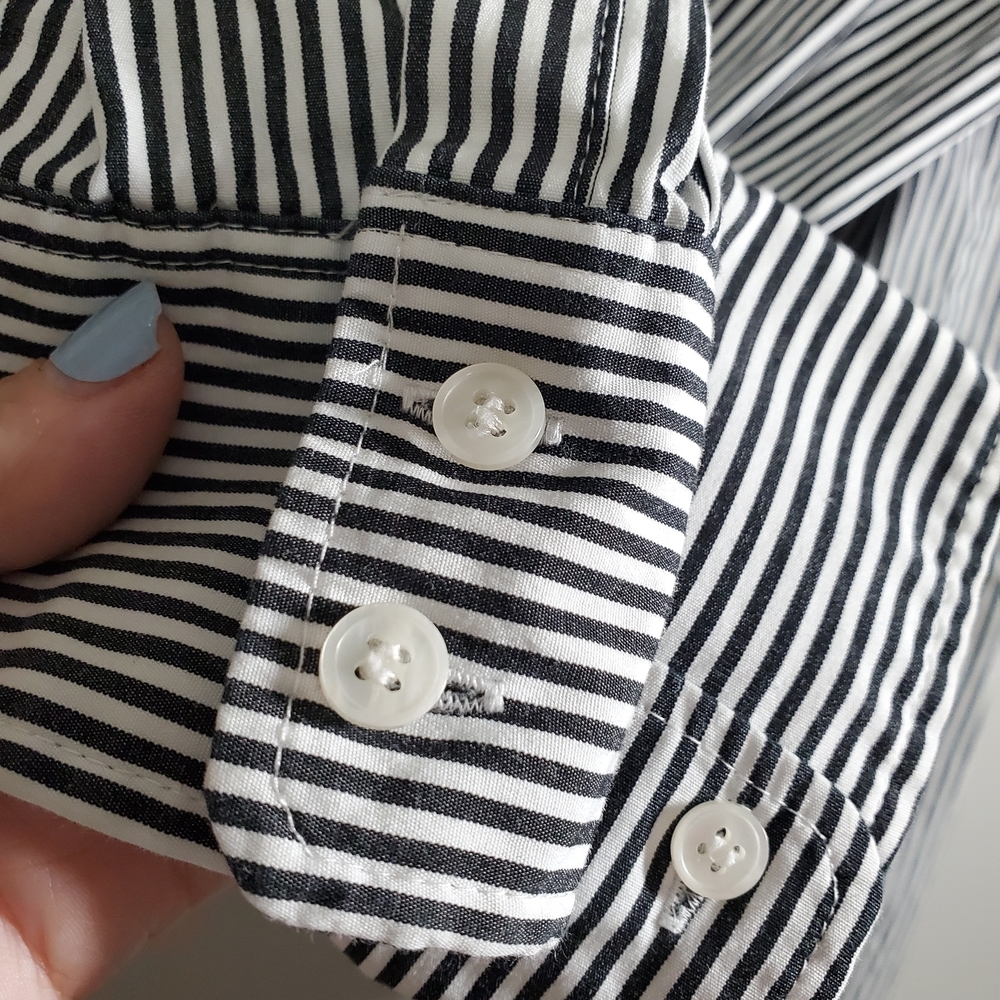 J. Crew Black and White Striped Button-Up Blouse - Picture 8 of 9